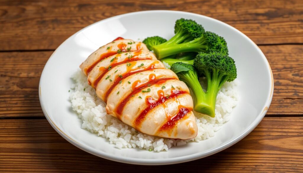 Chicken rice and broccoli dish