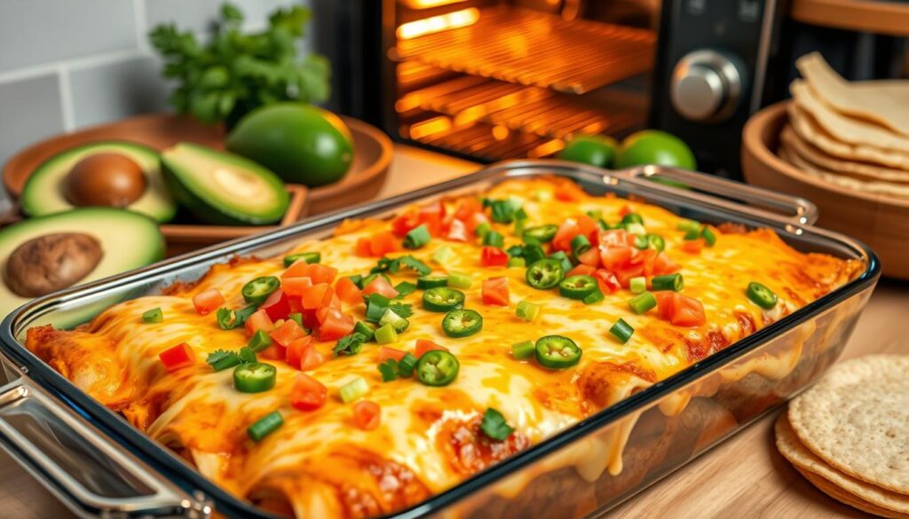 Tex-Mex Enchiladas Baking