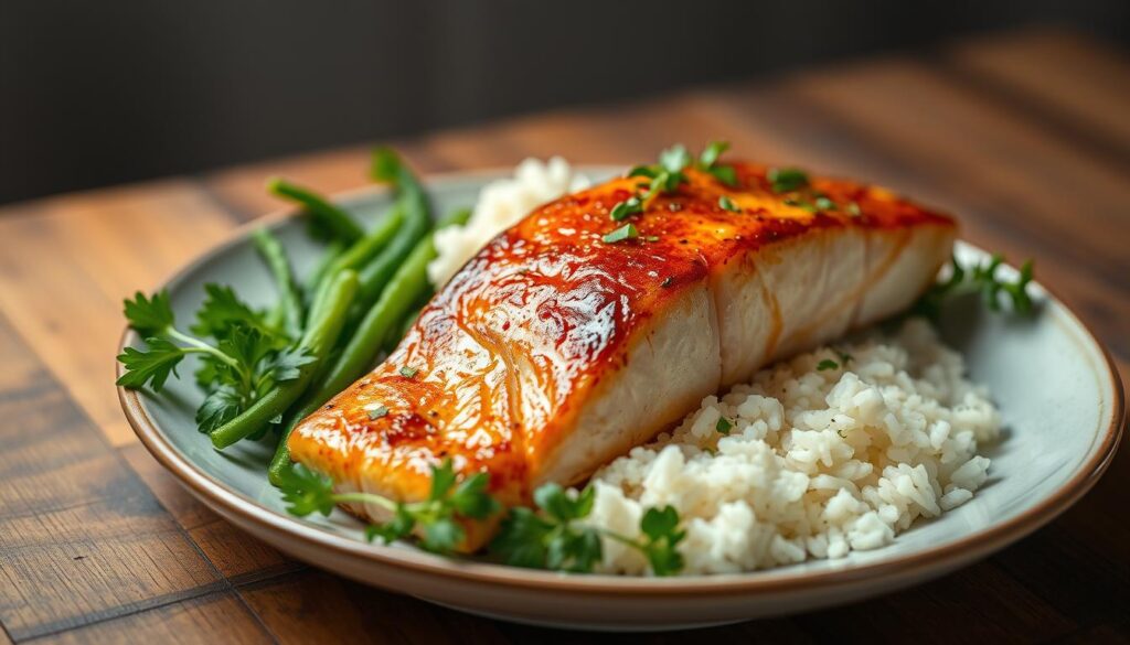 baked salmon with rice