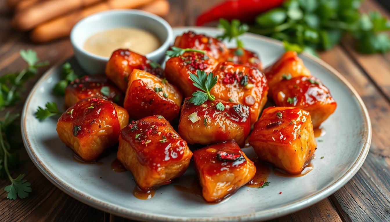 hot honey salmon bites