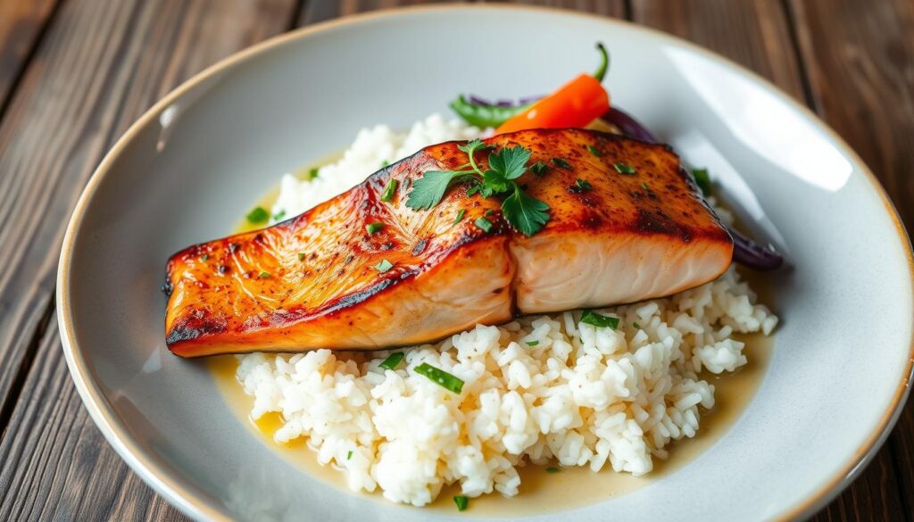 salmon and rice dish