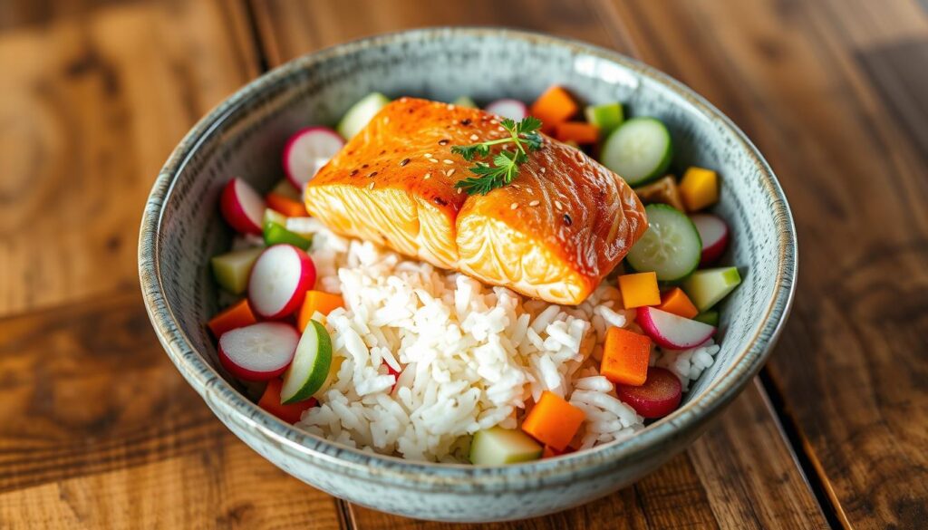 salmon rice bowl