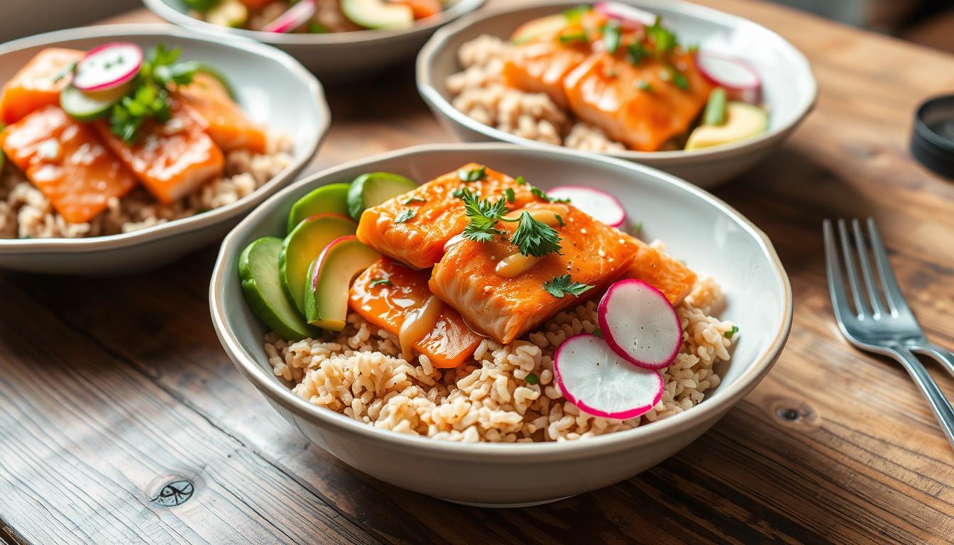 salmon bowl with rice