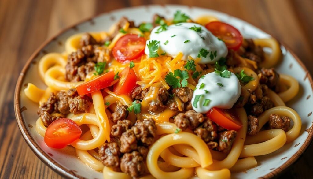 One Pot Beef Taco Pasta