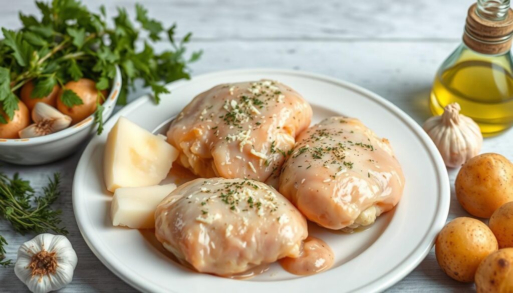 ingredients for garlic parmesan chicken thighs